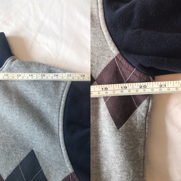 🌟TOMMY HILFIGER Navy/Grey Argyle Print Quarter Zip - Picture 5 of 7
